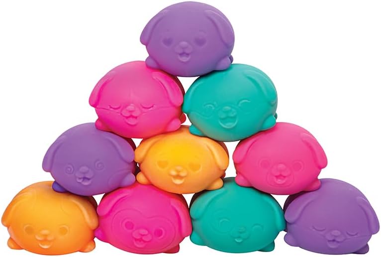 Schylling NeeDoh Teenie Funky Pups - Sensory Squeeze Toy - Contains 3 Mini Groovy Globs - 1.5 Wide - Color May Vary (Pack of 1)