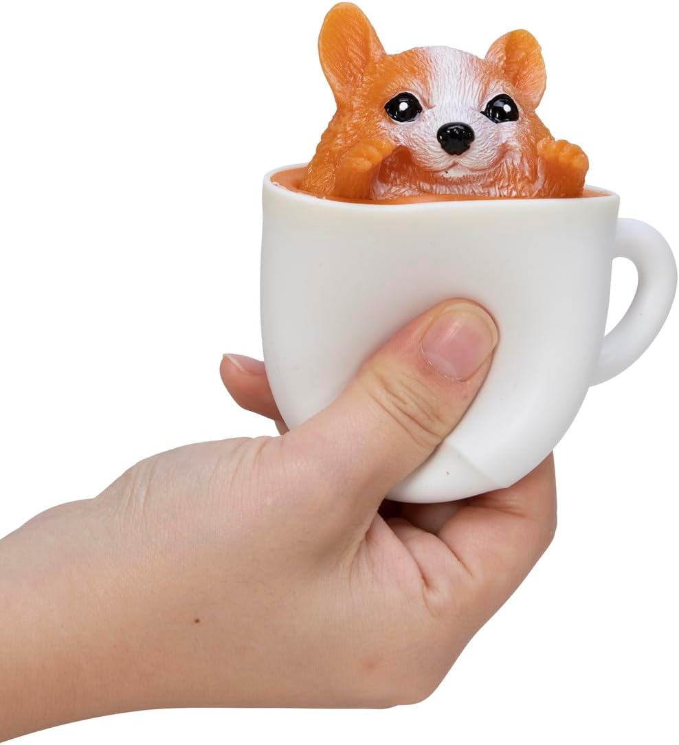 Schylling Pup in a Cup - Squeeze to Reveal Adorable Caffeine-Themed Companions - Style May Vary (Pack of 1)