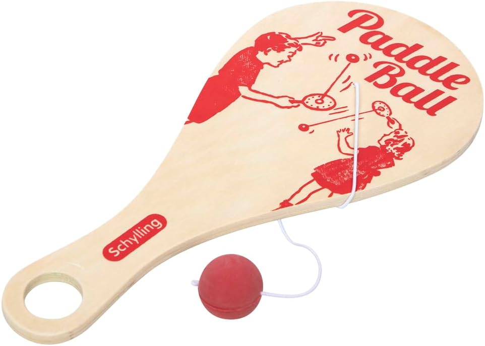 Schylling Paddle Ball - Classic Game Made with Real Wood - Ages 5 and Up - One Piece