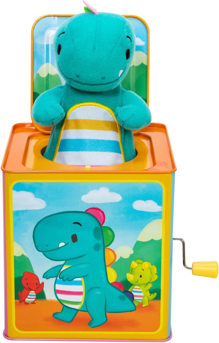 Schylling Brand Baby Dino Jack in The Box - Classic Tin Musical Popping Toy - Ages 18 Months to 4 Years