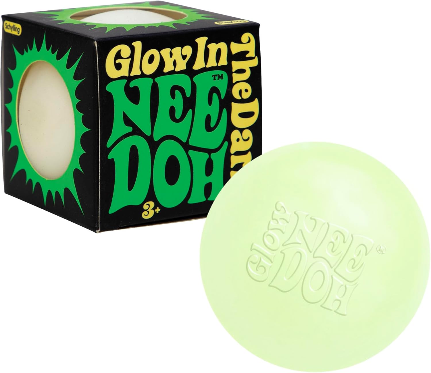 Schylling NeeDoh Glow in The Dark - Sensory Squeeze Toy - Gratifying Glowing Glob - 2.5 Wide - Glow in The Dark (Pack of 1)