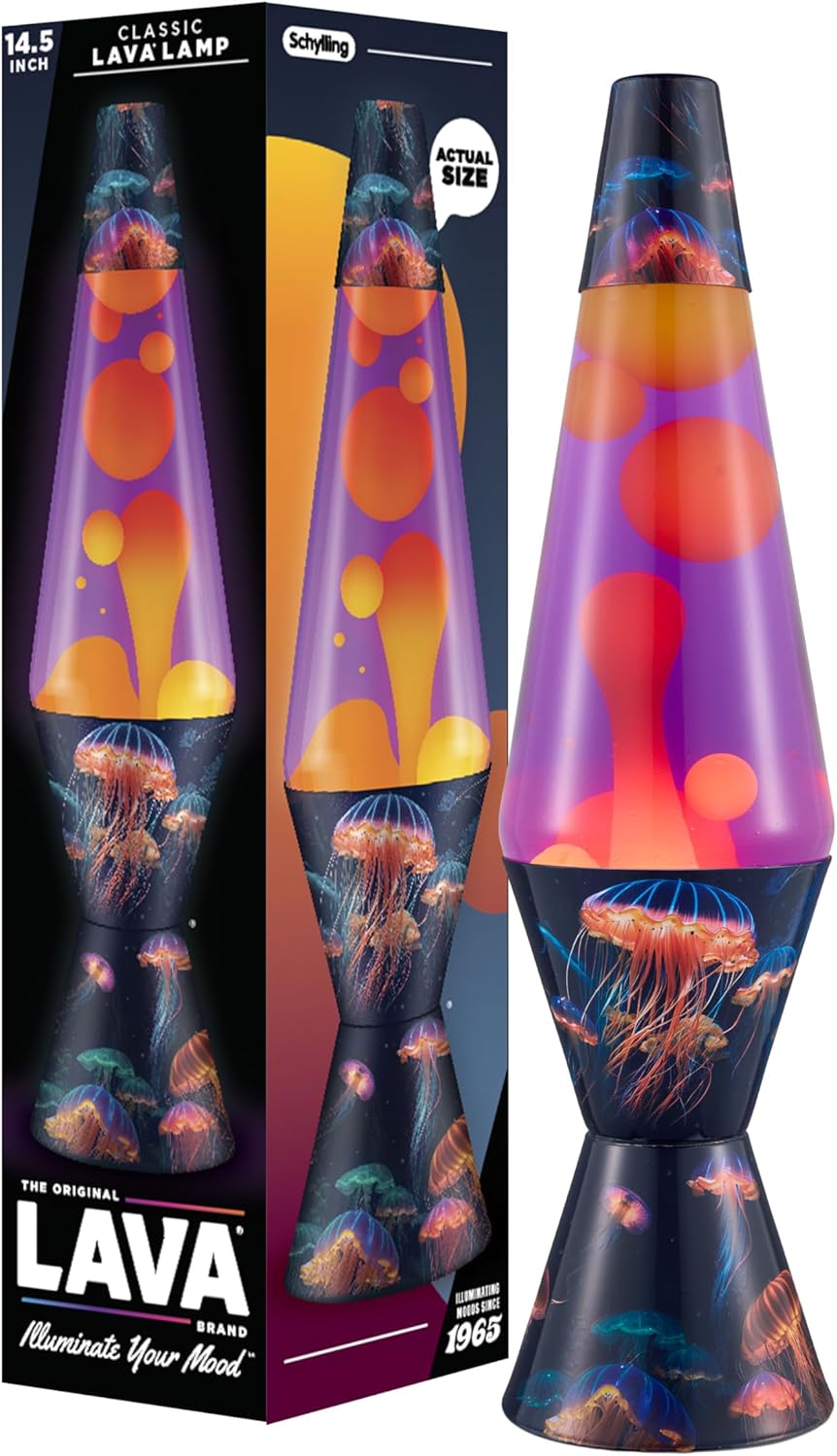 Lava The Original Lamp - 14.5 Luminous Jelly Fish ?C Classic Liquid Motion Lamp - Yellow Wax and Purple Liquid - Item #2424 (Amazon Exclusive)