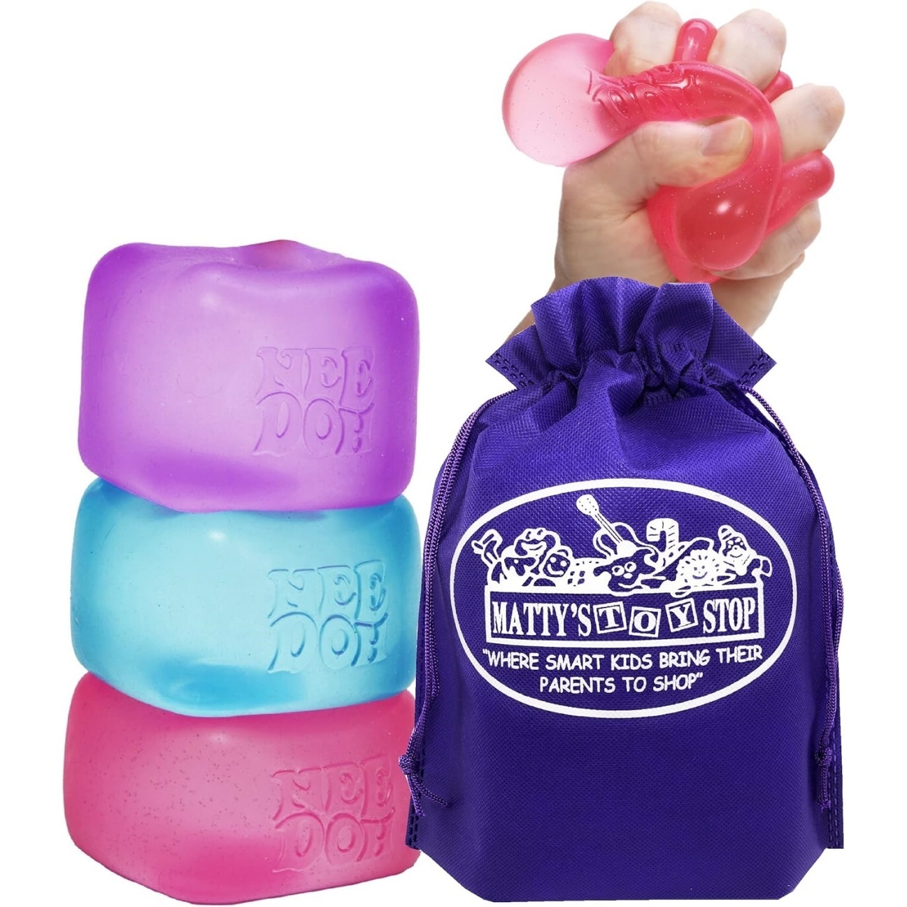 Nice Cube Translucent NeeDoh - 3 Pack (Purple/Pink/Blue)